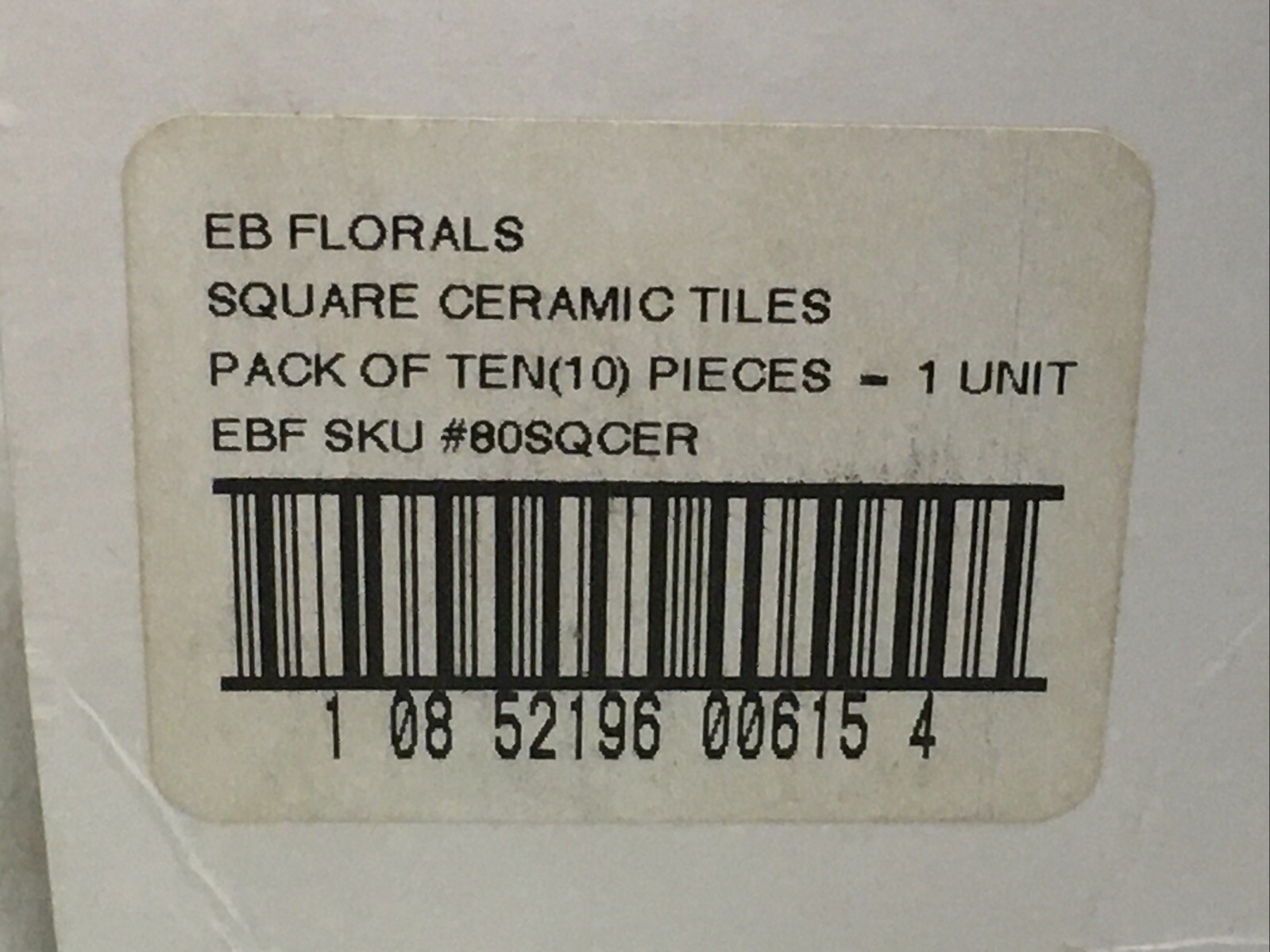 EB FLORALS WHITE SQUARE CERAMIC TILES 2″ X 2″ ~ 10 PCS IN BOX / ITALY