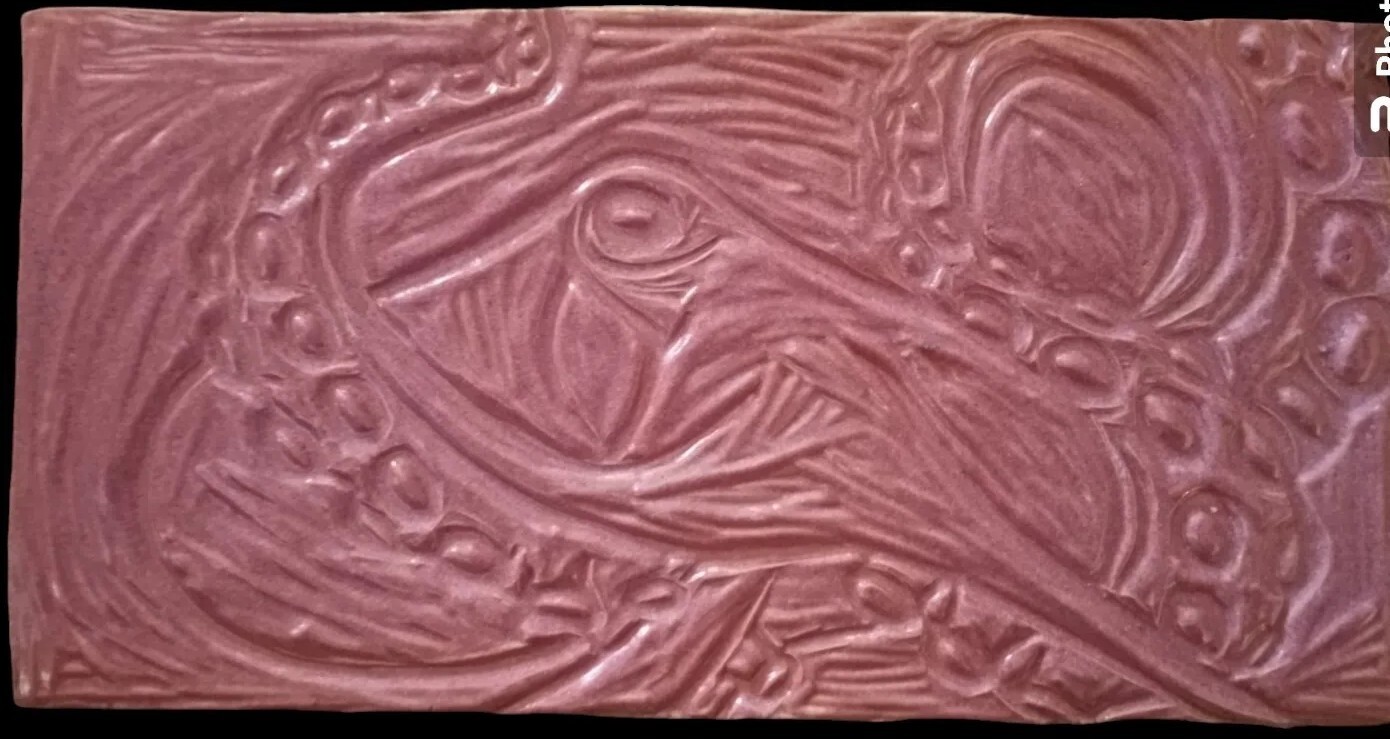 Artistic Octopus Ceramic Tile 10″×5″ Pink Relief Pattern Nautical