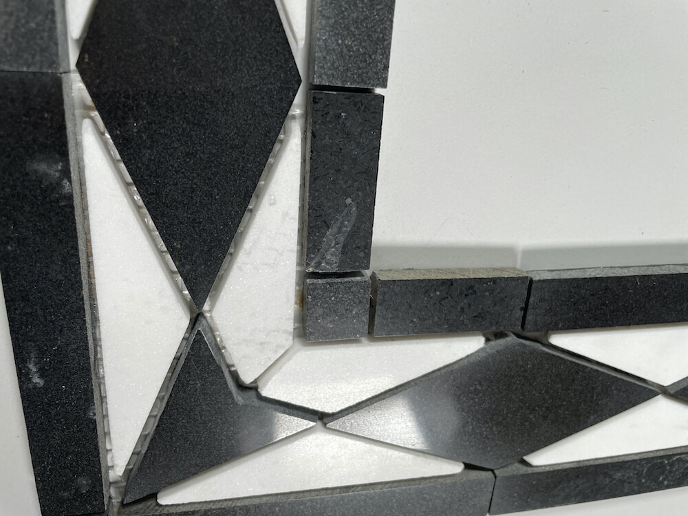 B0007P Marble Mosaic Border Listello Accent Tile Classic Nero 3×7.9 Polished