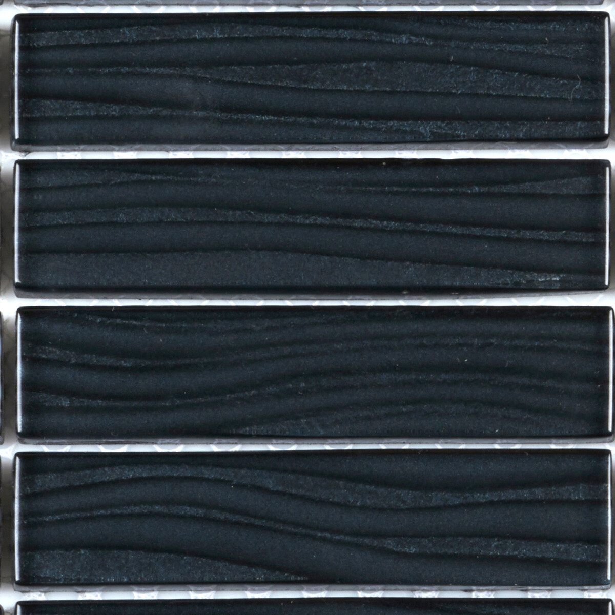 Black Wave Metallic Cold Spray Mosaic Tile Stacked Pattern Kitchen Backsplash