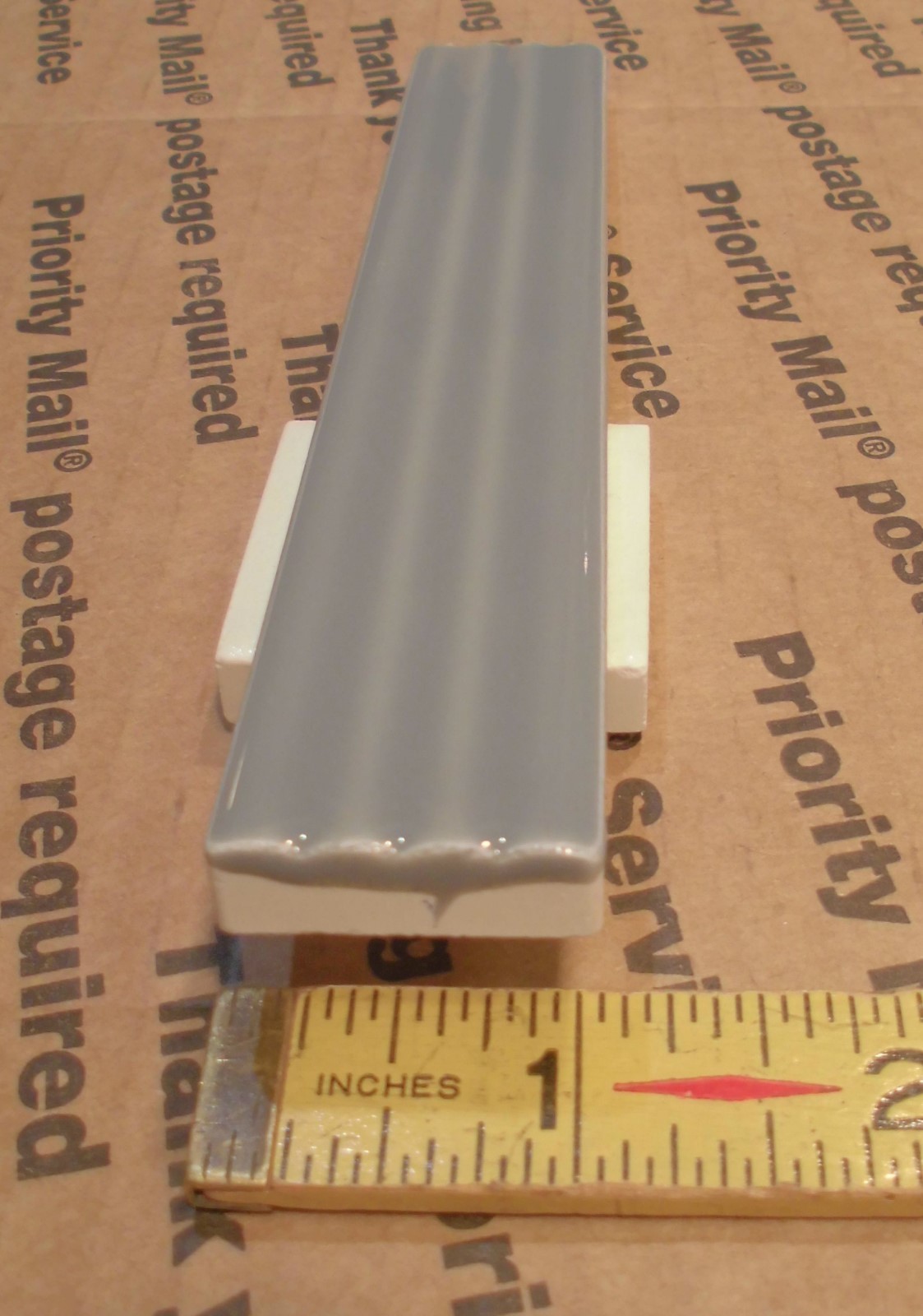 21 Ceramic Sizzle-Liner Tiles: Medium-Gray, 1″ X 6″ American Olean-Fluted, NEW