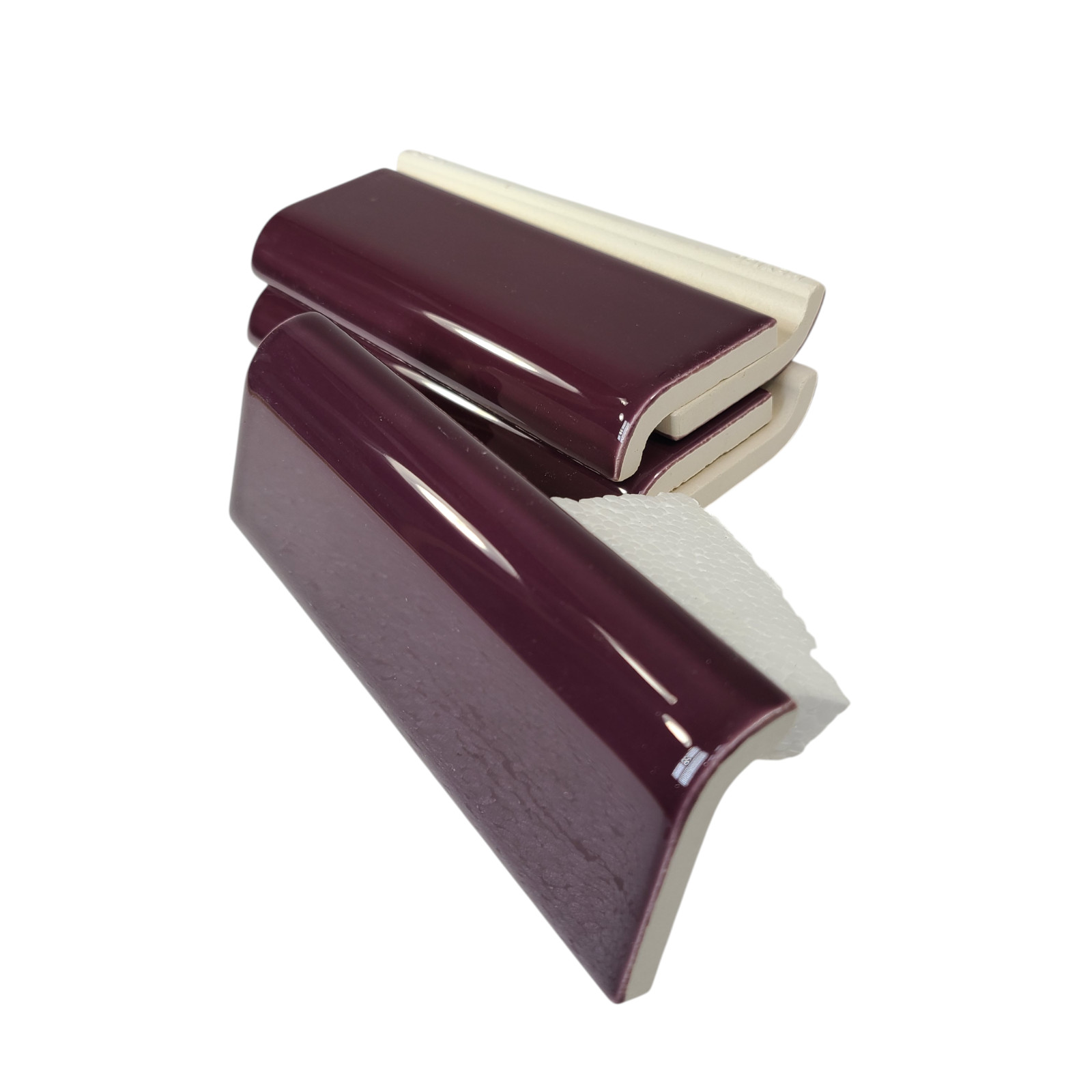 Purple Plum Ceramic Tile Mud Cap Bullnose Mudcap Subway Trim Shower Backsplash