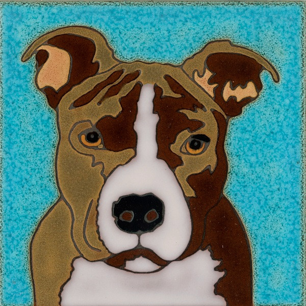 Ceramic Tile Pit Bull Terrier Dog hot plate wall decor installation backsplash