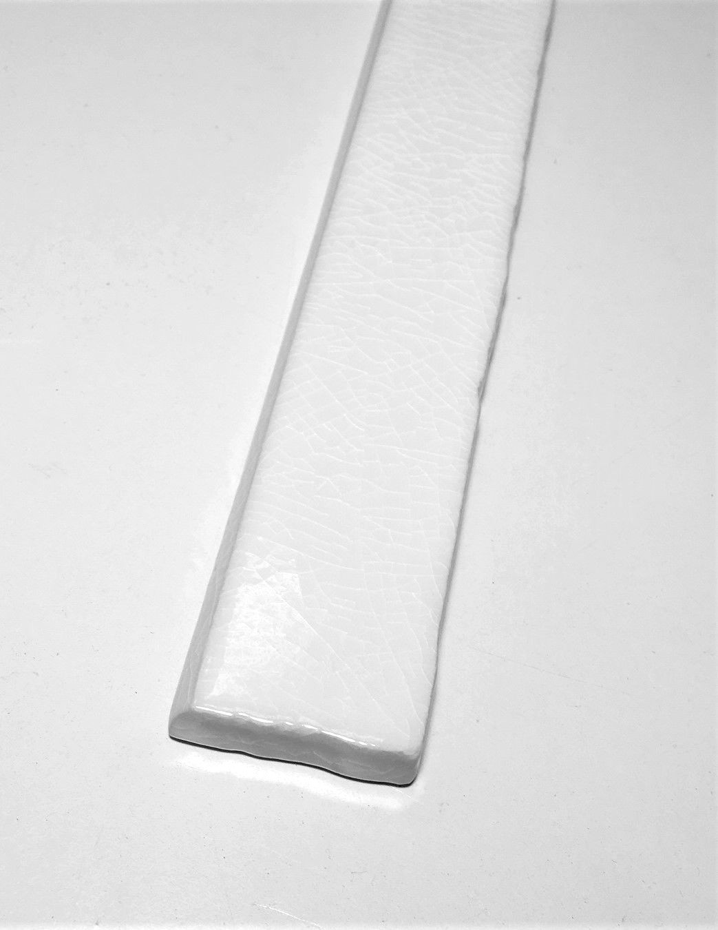 1.5×12 Bullnose White Crackled Ceramic Trim Tile, Wall and Floor Accent Kitchen