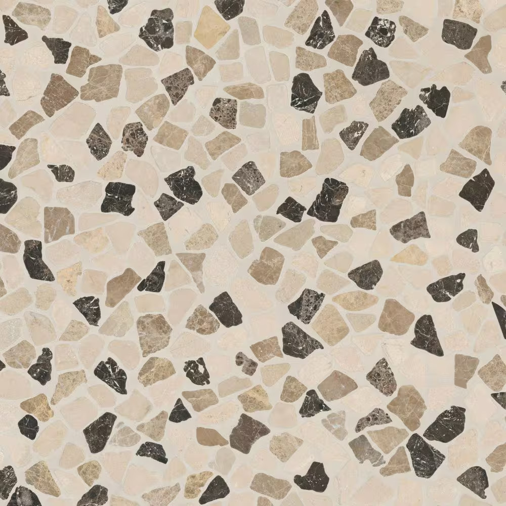 Mix Marble Pebbles 11.42 In. X 11.42 In. X 10 Mm Tumbled Marble Mosaic Tile (9 S