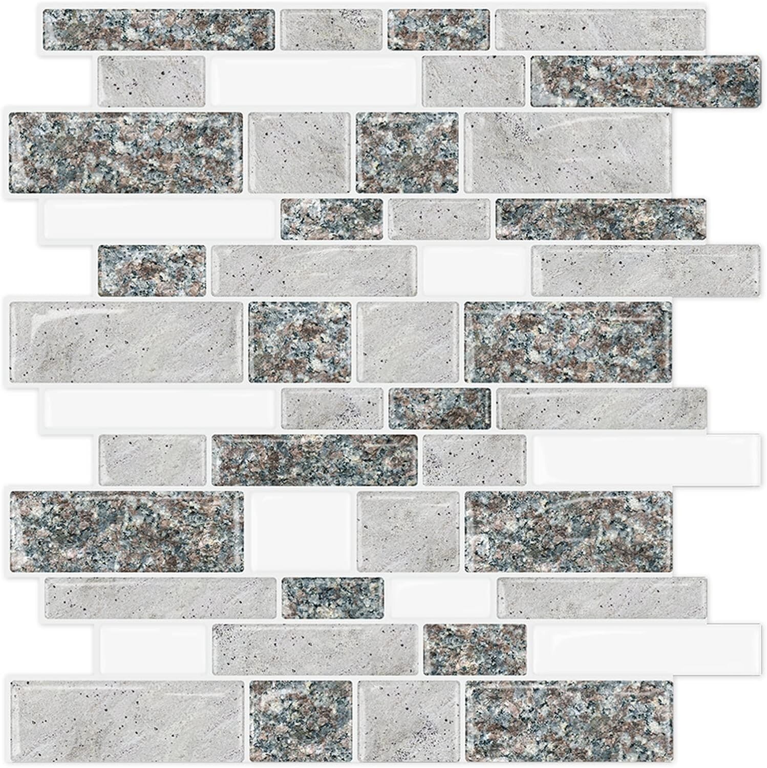 Thicker Grey Granite Backsplash Tiles – Waterproof Self-Adhesive Design