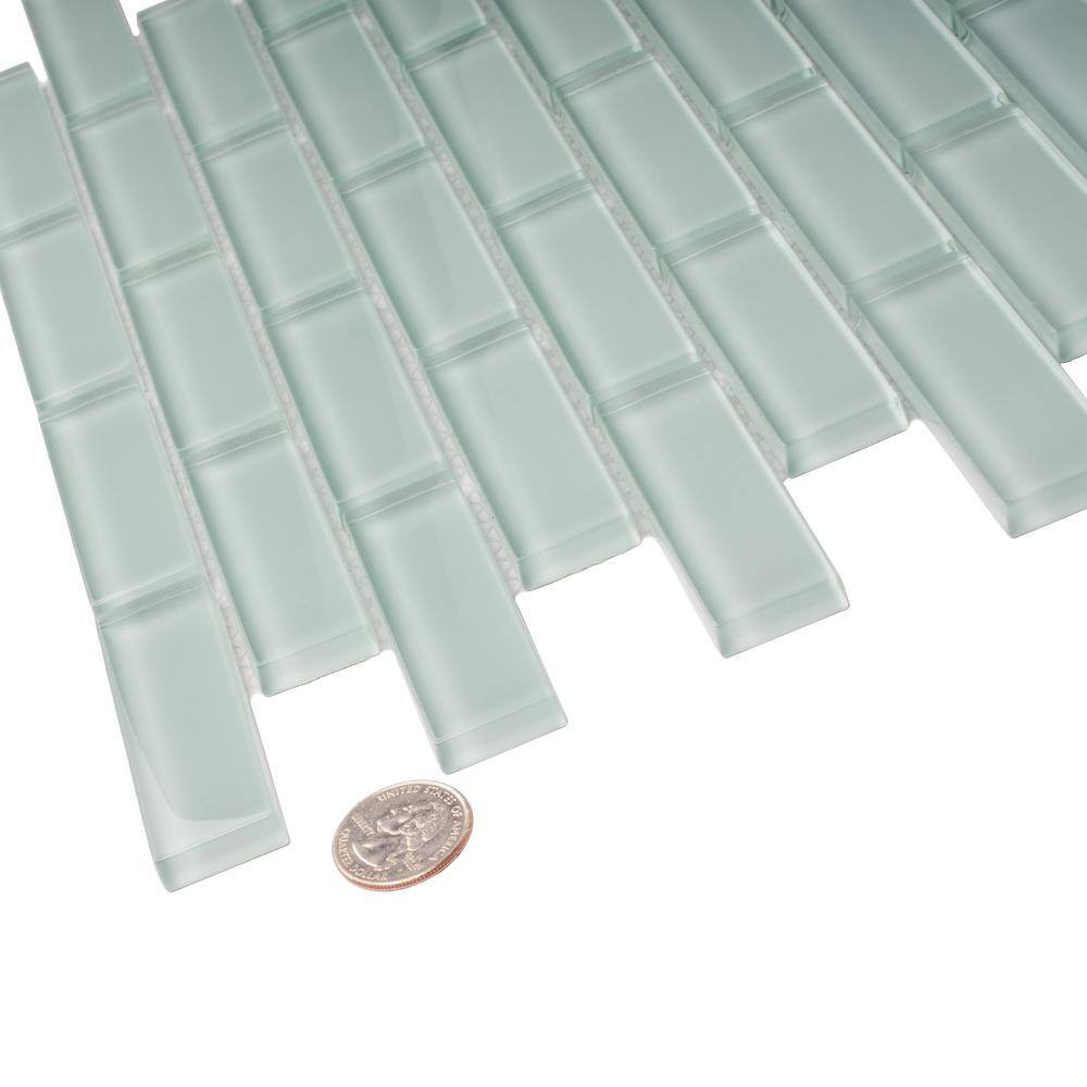 Aqua 11.9 In. X 11.9 In. Polished Glass Mosaic Tile (4.92 Sq. Ft./Case)