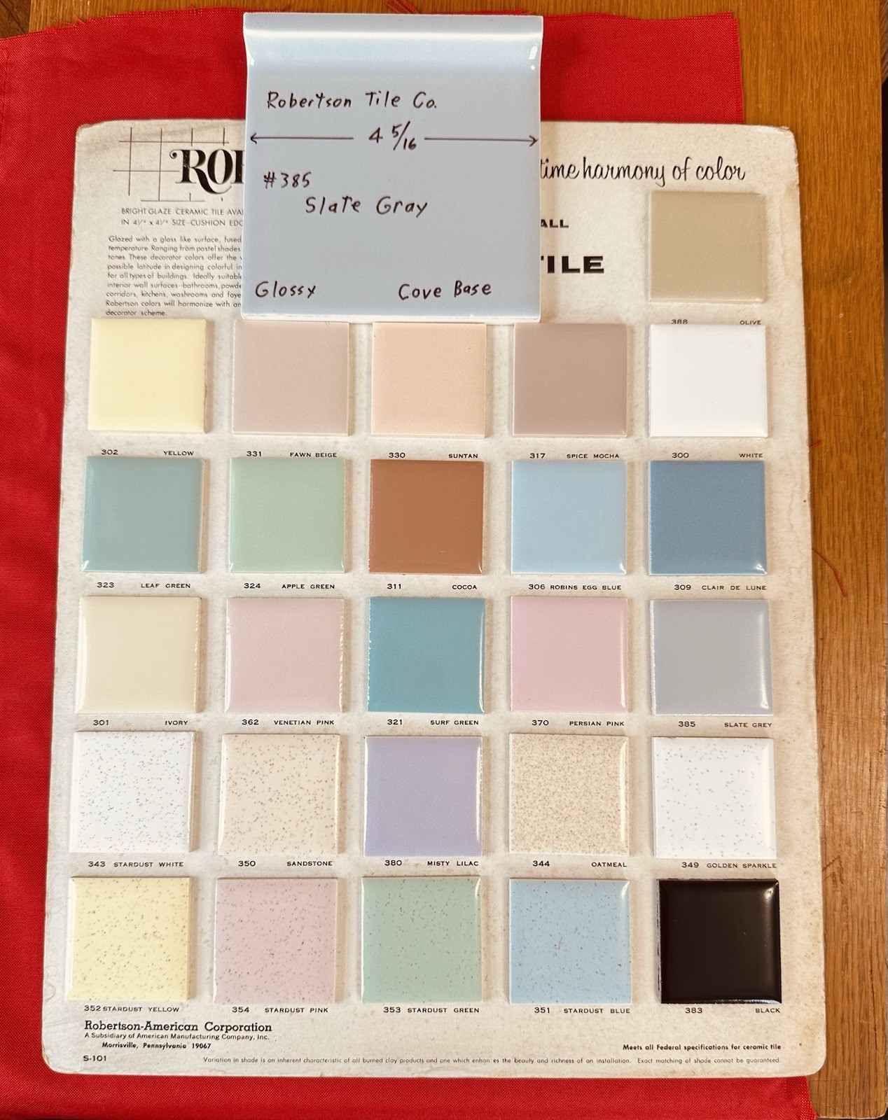 1 pc. Slate Gray: 4-5/16″ Glossy Ceramic Cove-Base Tile by Robertson Co. #385