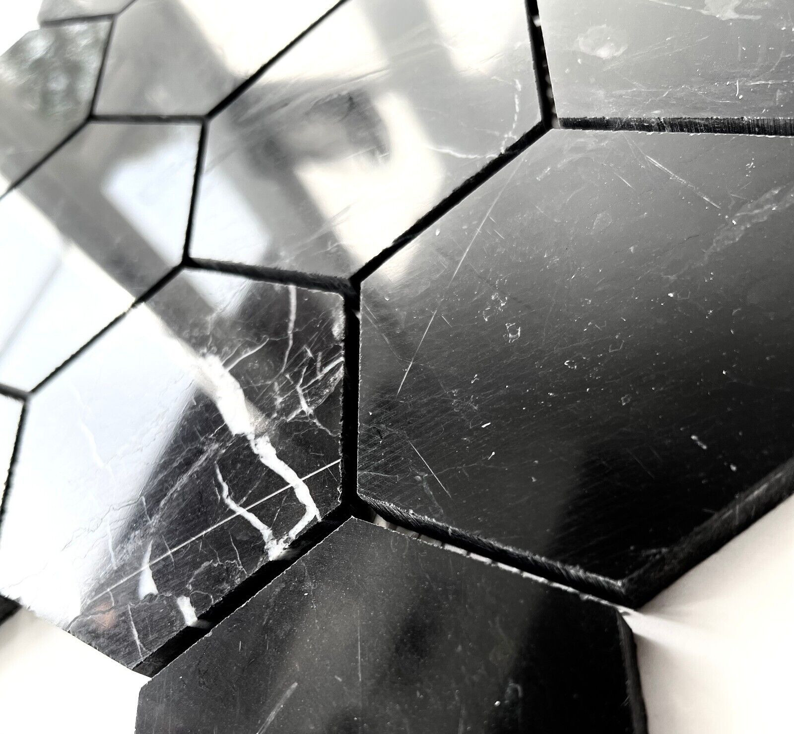 3″ Black Marble Hexagon Mosaic Backsplash and Bathroom Kitchen Wall Floor Tile
