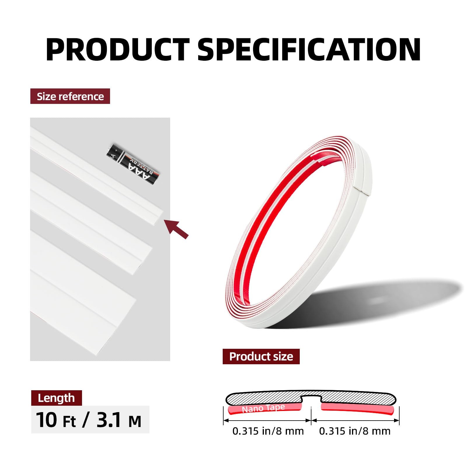 10FT Wall Corner Protector Moulding Trim, Flexible Wall Trim Peel and Stick T…