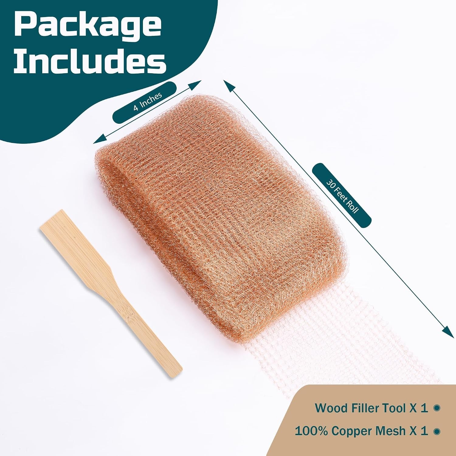 Copper Mesh Rodent Control Kit, 4in x 30ft Rustproof Pure Copper Mesh Roll | …
