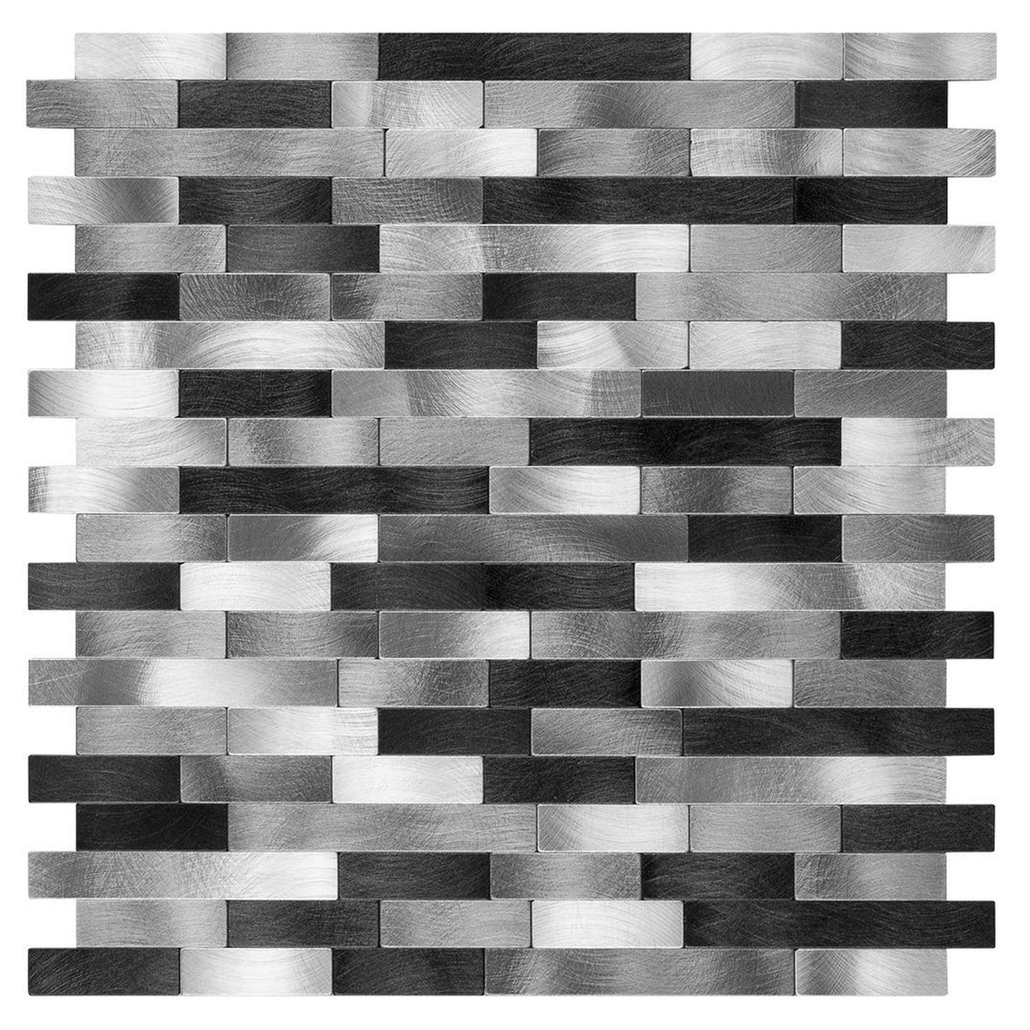 Metal Mosaic Tile Backsplash -LNG Oblong in Black/Gray/Silver 5pc/Pack – Rust…