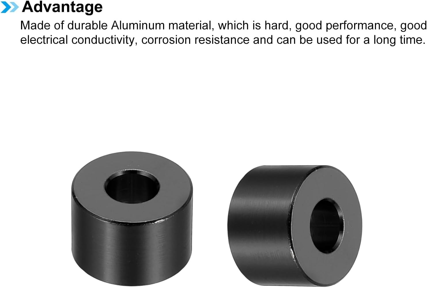 PATIKIL M6 Aluminum Spacers, 6 Pcs Metal 6.2mm ID x 15mm OD x 10mm L, Black