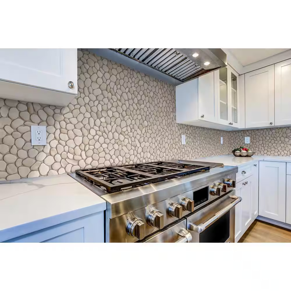 Classic Pebble Tile Tan 11-1/4 In. X 11-1/4 In. X 12.7Mm Mesh-Mounted Mosaic Til