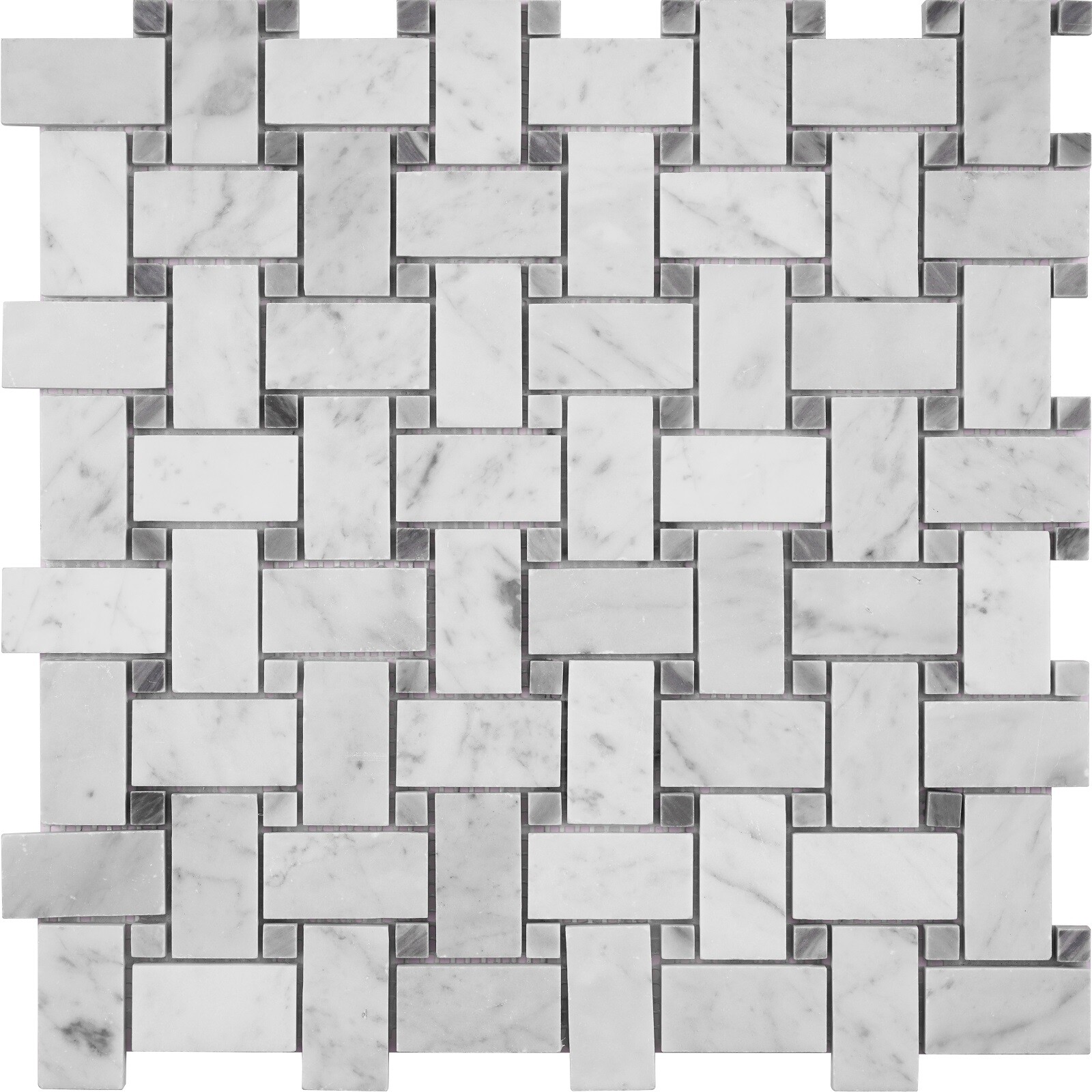 Simple Tile – Marble Mosaic Tile Basketweave Collection Carrara White+Bardiglio