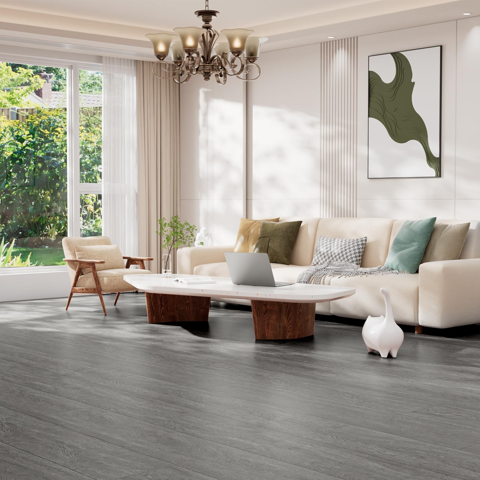 Peel and Stick Floor Tiles Vinyl Flooring Roll 23″x 393″/64 Sq.Ft Linoleum