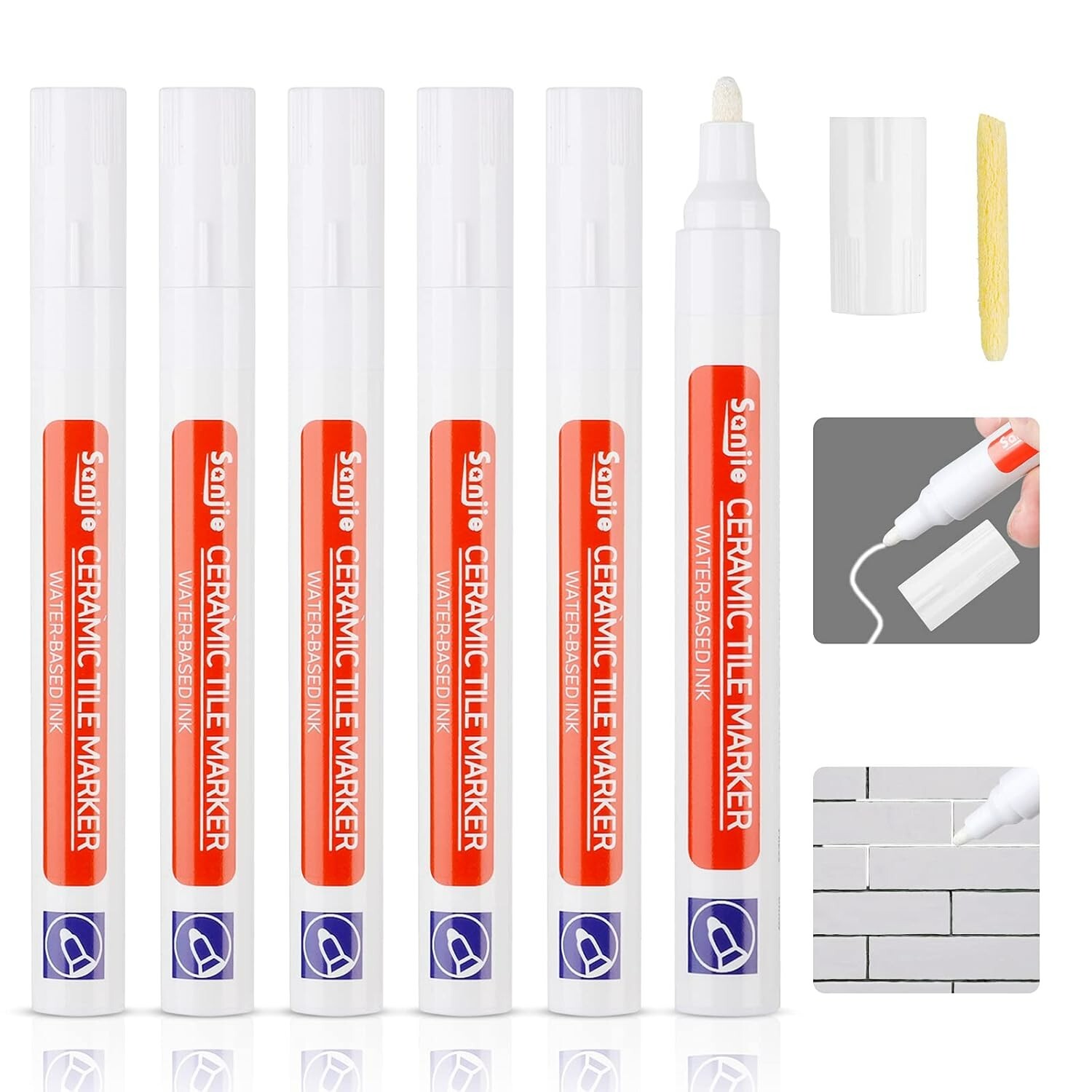 6 Pcs Grout Pen Tile Paint Marker: Waterproof Tile Grout Colorant and Seale