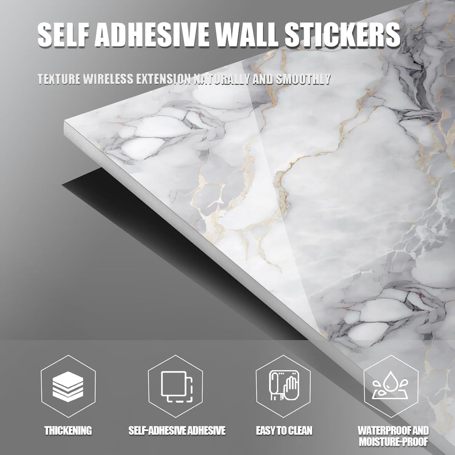 10Pcs Marble Peel and Stick Backsplash Waterproof Washroom Wall Panels, Peel and