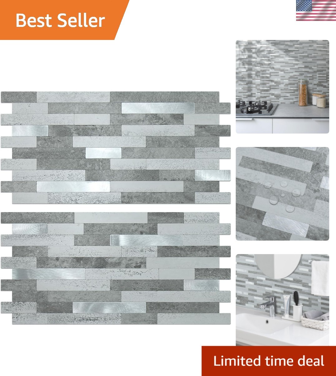 Faux Stone Peel and Stick Backsplash Tiles Grey Slate Look 20 Sheets