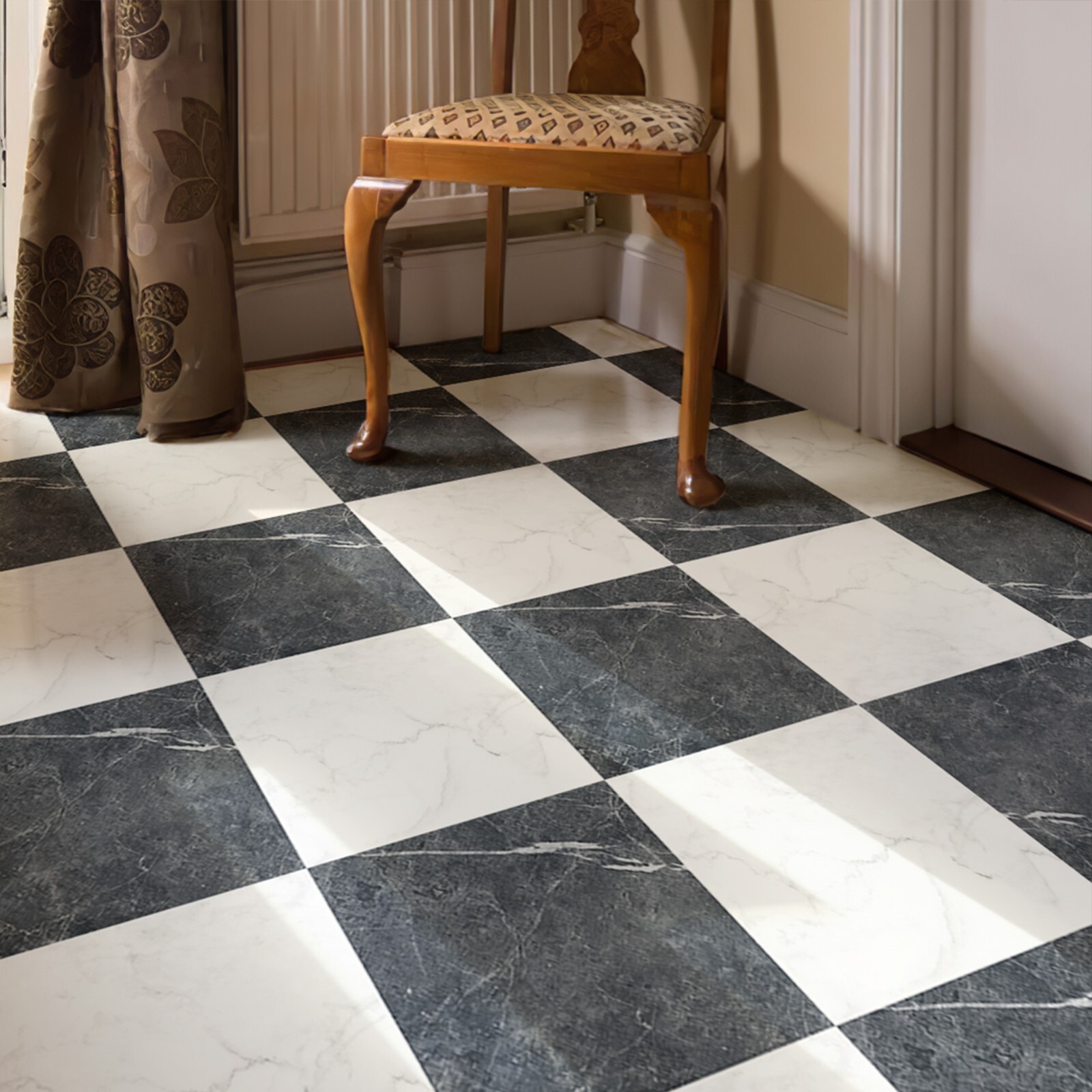 Art3d 12 x 12in 30-Pack Peel & Stick Vinyl Floor Tiles,Black & White Marble