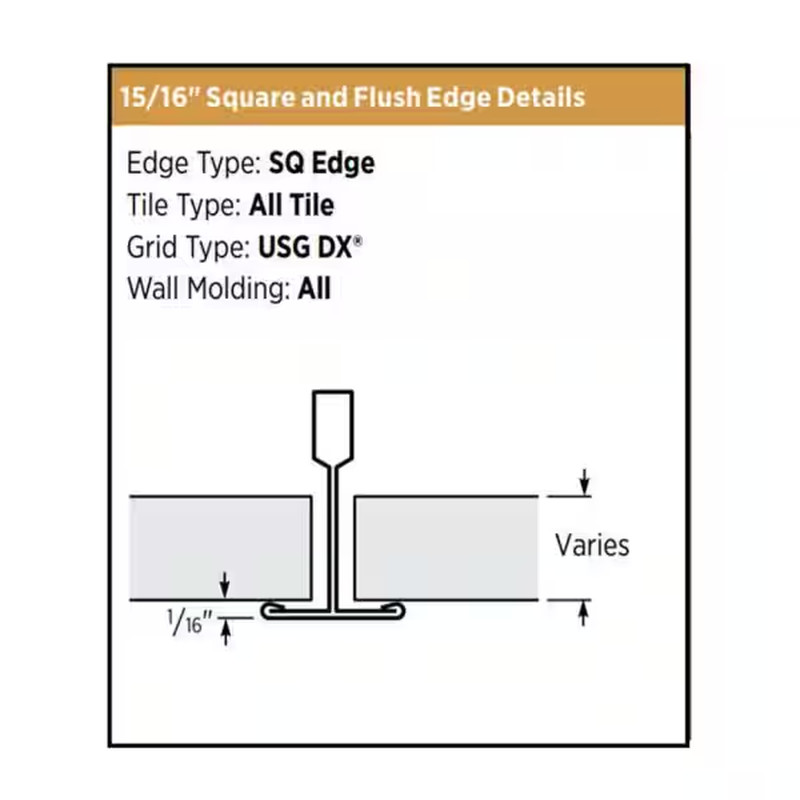 2 Ft. X 4 Ft. Radar White Square Edge Lay-In Ceiling Tile, Case of 8 (64 Sq. Ft)
