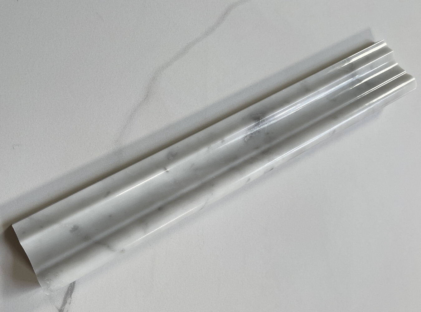 C13P Carrara Marble Venato Carrera Chair Rail Trim Molding Polished 2×12