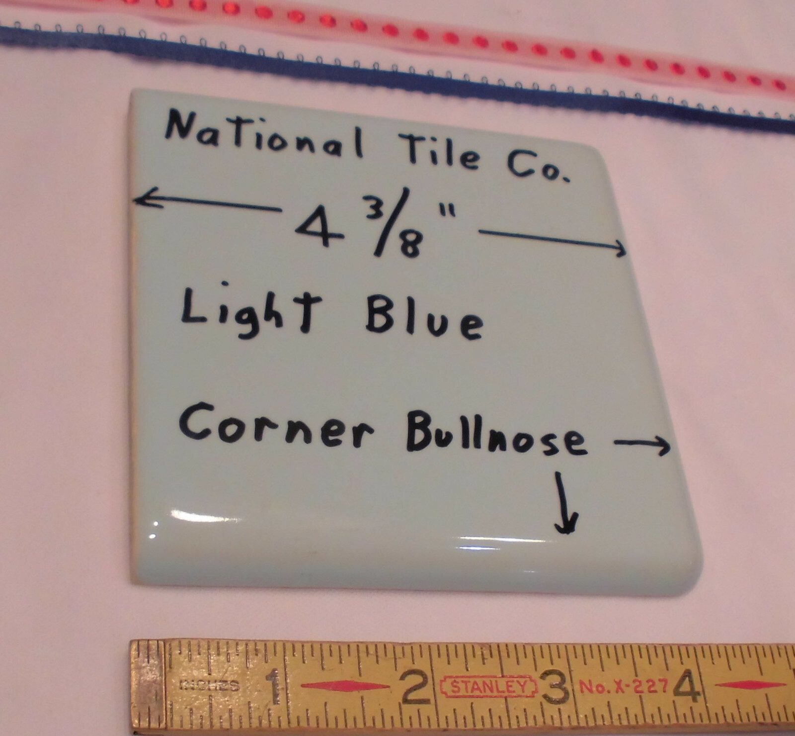 1 pc. *Twilight Blue* Ceramic Glossy Corner Bullnose 4-3/8″ National Tile Co.