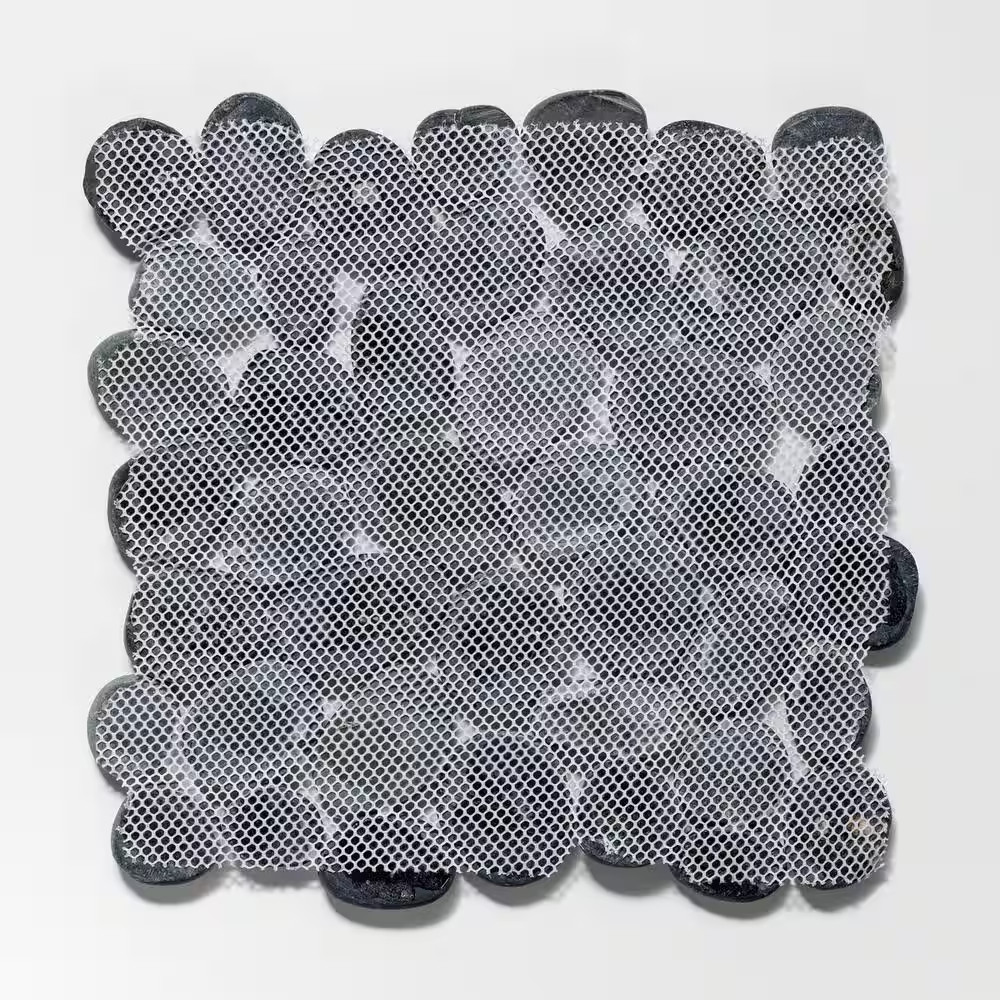 Classic Pebble Tile Black 11-1/4 In. X 11-1/4 In. X 12.7 Mm Mesh-Mounted Mosaic