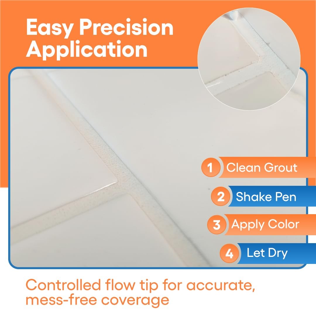 Grout Pen – White – Tile Grout Paint & Repair Pen for Bathroom & Kitchen, Wat…