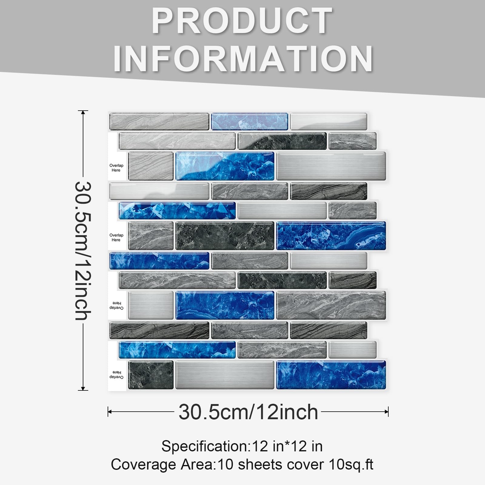 10 Sheets Peel and Stick Backsplash, Peel and Stick Tiles, Marble Look Wall T…