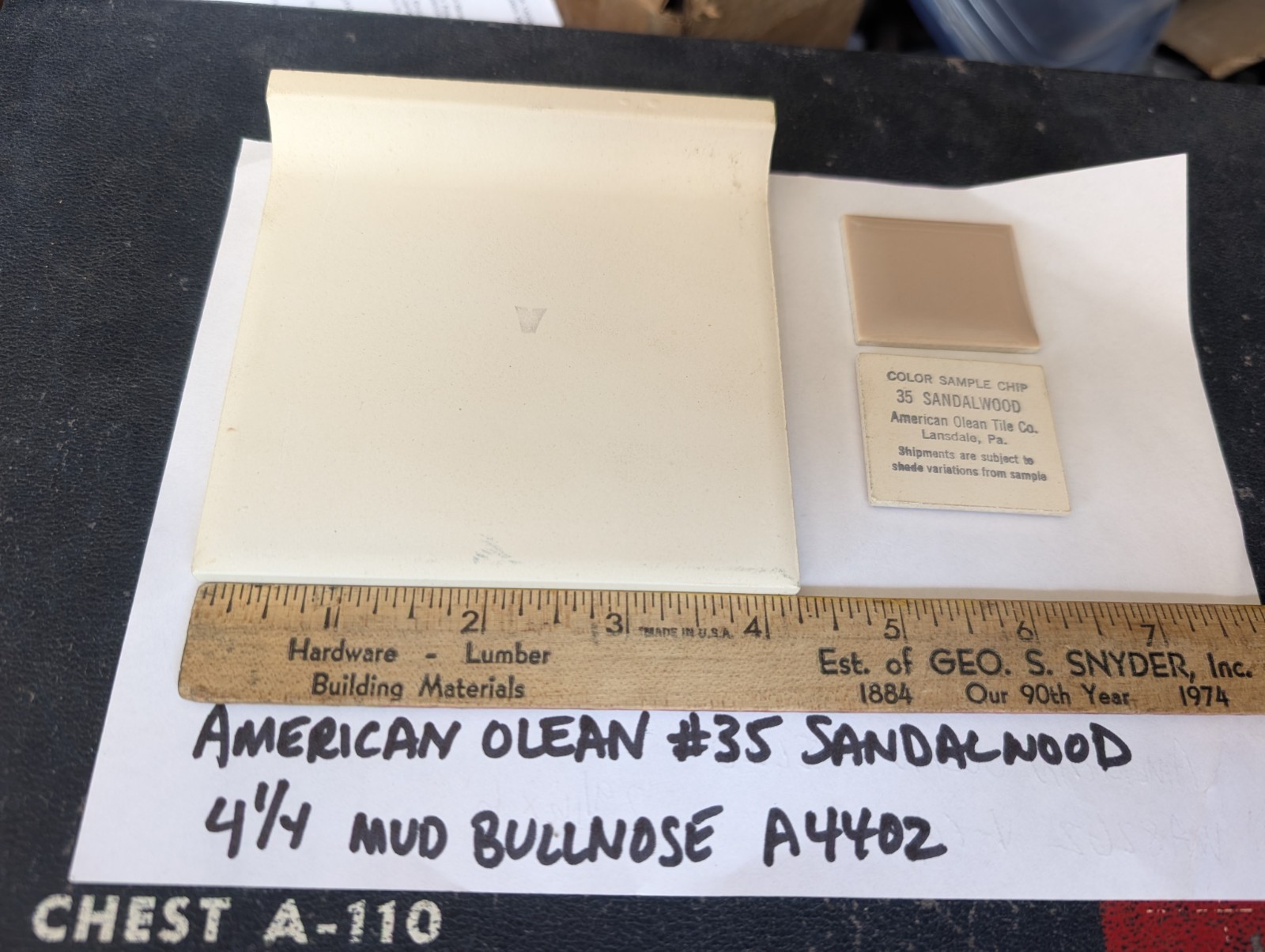 2 pcs American Olean Bullnose Mud Cap A4402 4-1/4″ Sandalwood #35 Glossy NEW USA