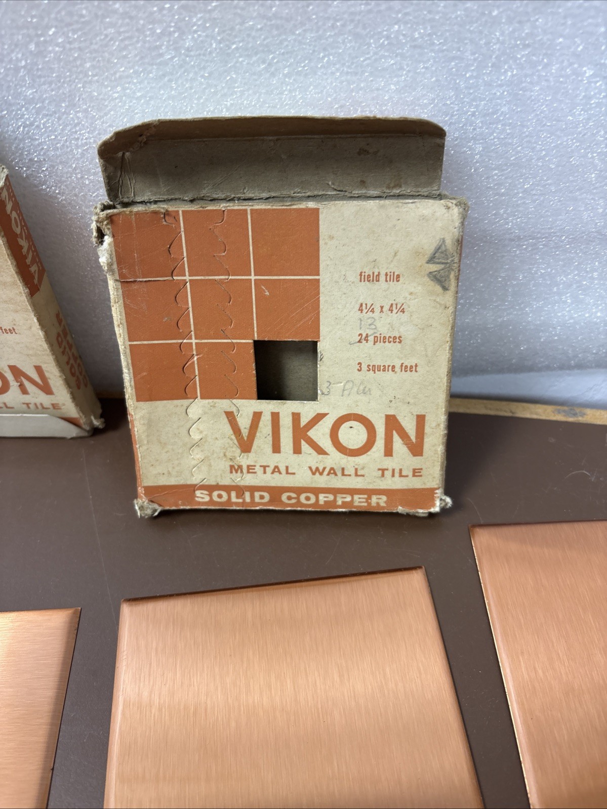 24 COPPER Square Tile 4 1/4” Square Vintage Smooth Brushed Kitchen Bathroom