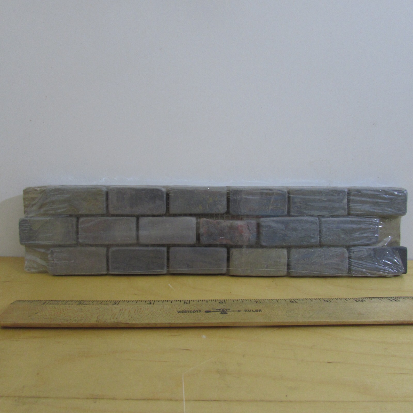 Multi Slate Natural Stone Mosaic Listello Tile 3-in x 12-in