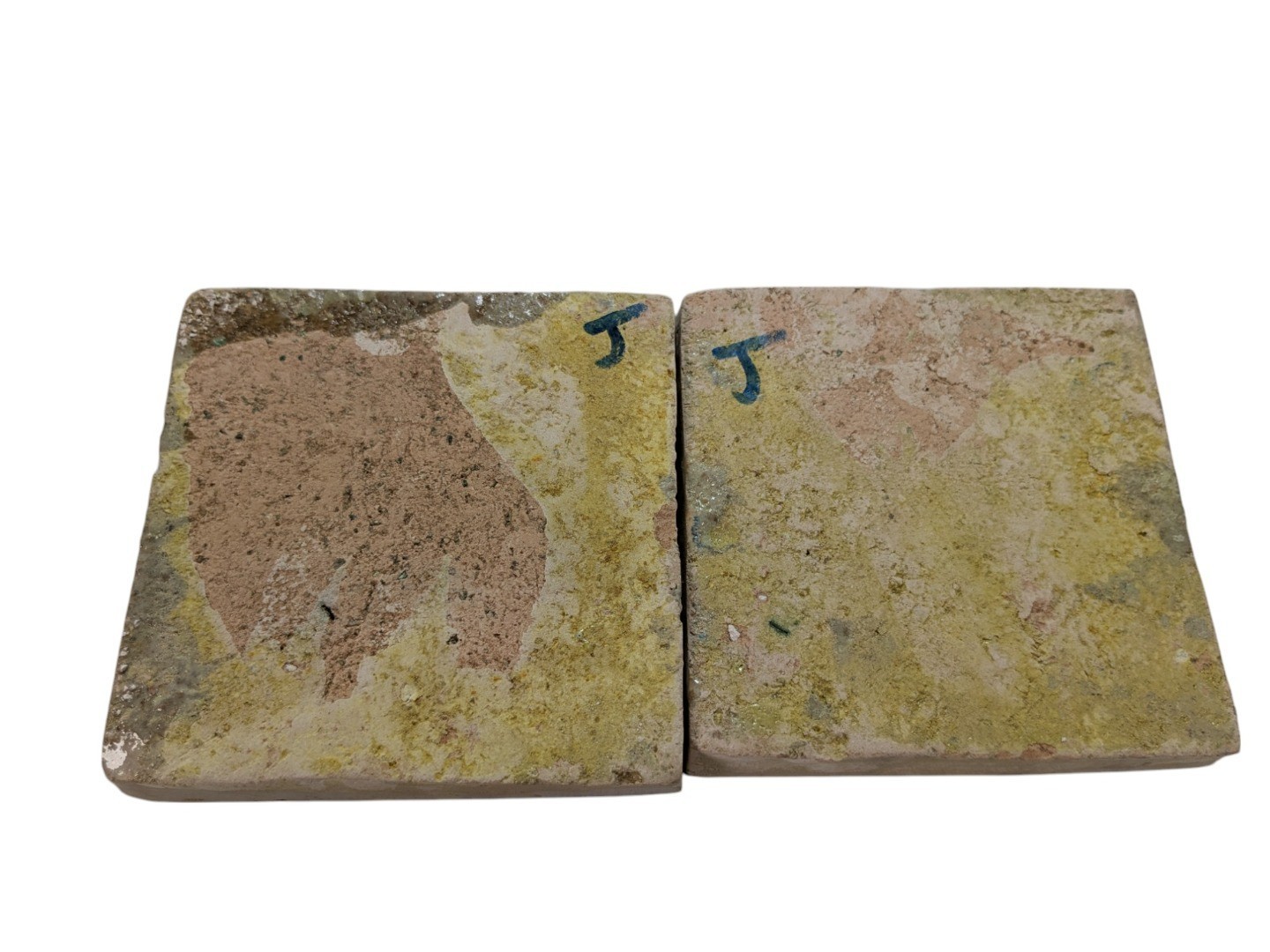 2x Moroccan Zellige Mosaic Tiles Pair Hamsa Design J 10cm/4 Inch