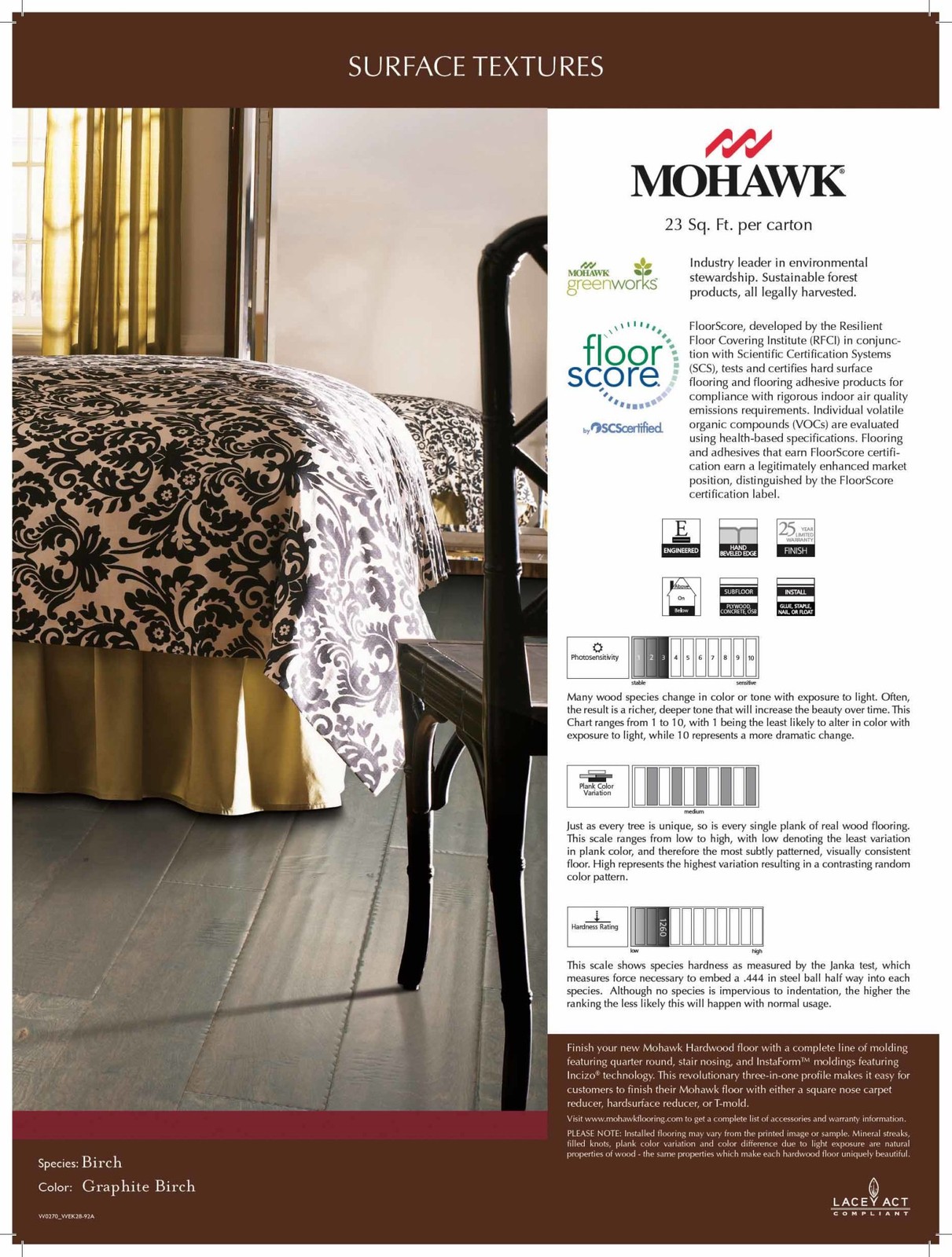 Mohawk Industries BCK28-BIR Wimbley Birch 5″W Handscraped – Tobacco Birch