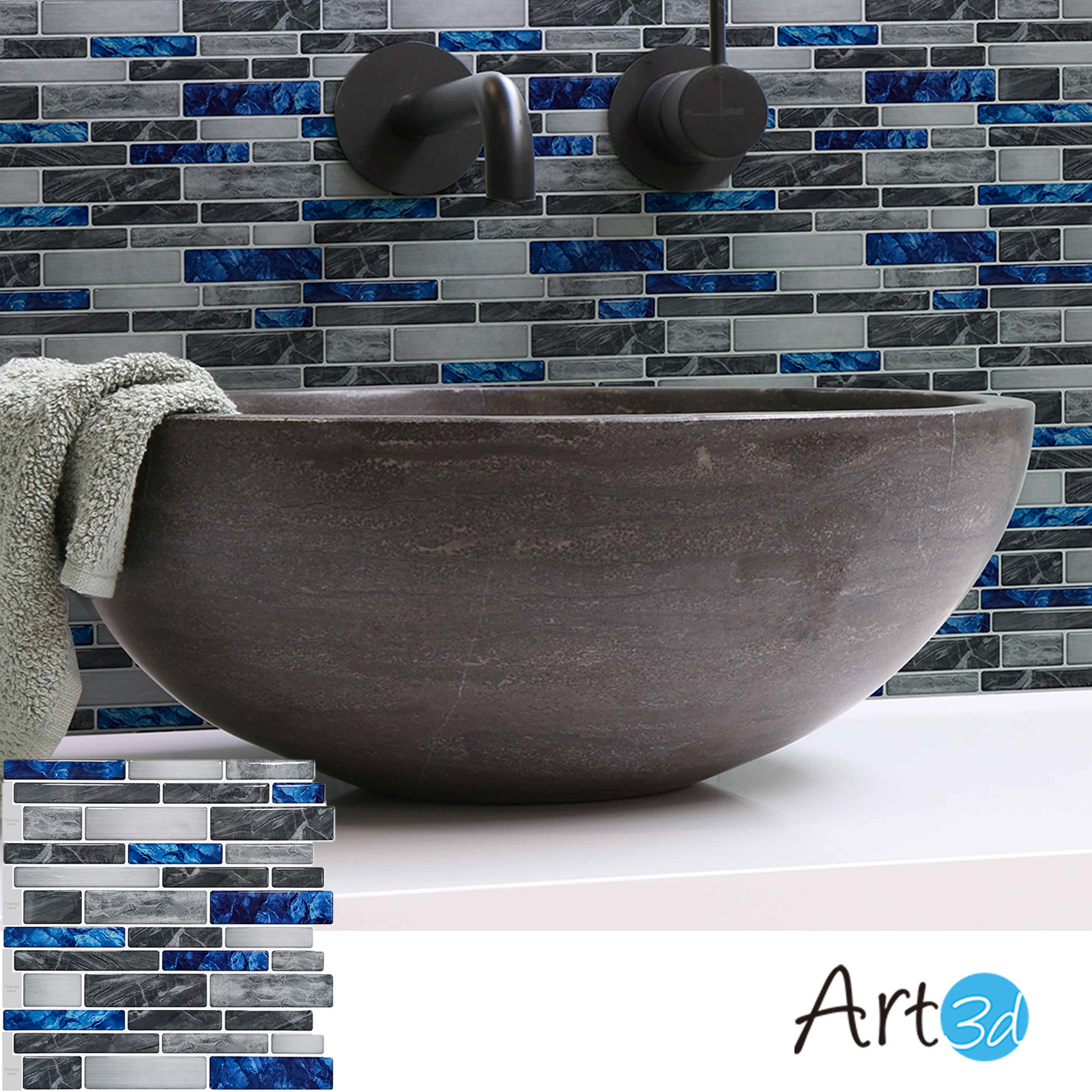 Art3d 10-sheet Peel and Stick Tile,Self Adhesive Kitchen Backsplash in Marble