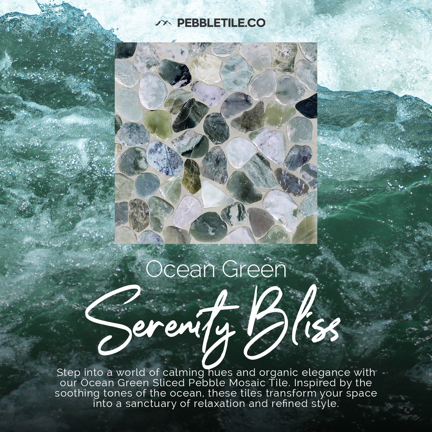 Ocean Green Sliced Pebble Mosaic Wall & Floor Tile ($14.57/SqFt)