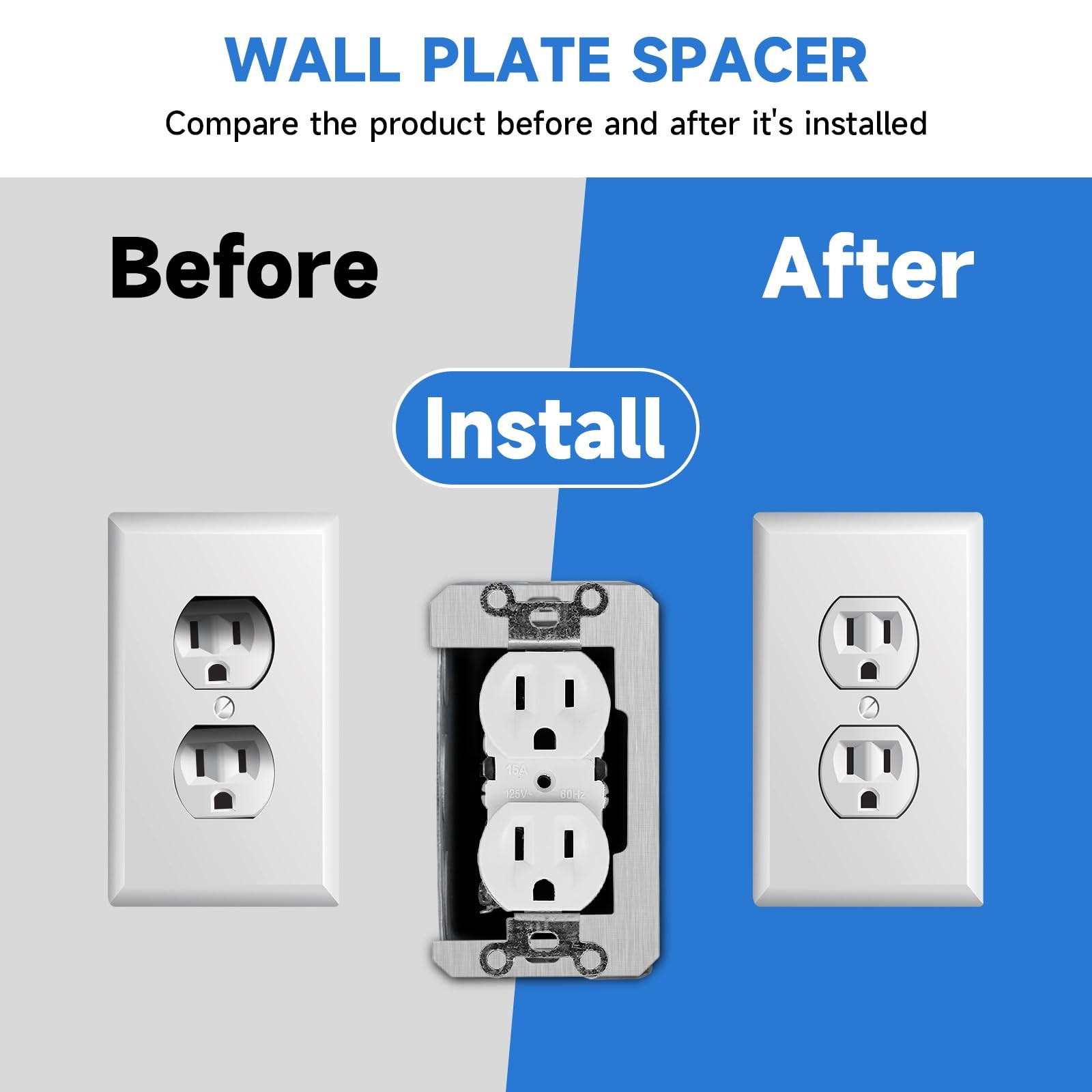 10 Pcs Wall Plate Spacer,Spacers for Electrical Outlets, Metal Flush Silver
