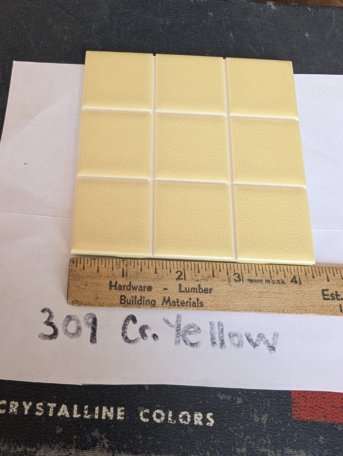 2 pcs American Olean Crystalline Yellow #309 Tile 4-1/4″ SD-1 Scored 9ths