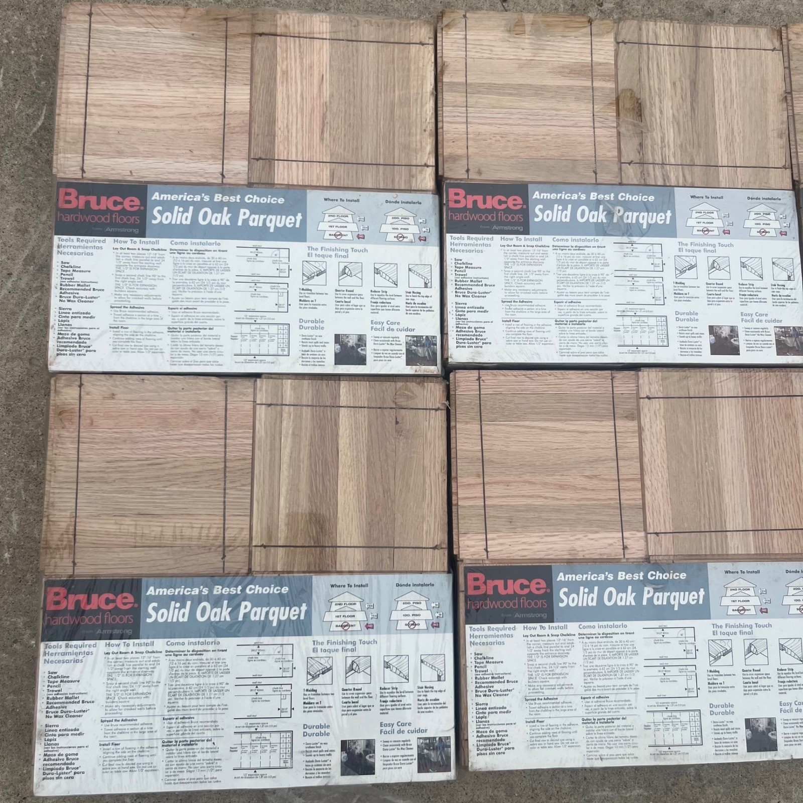Bruce Solid Oak Parquet Flooring Bundle Lot 60 Sq Ft 12″x12″ ABC1701 Vintage
