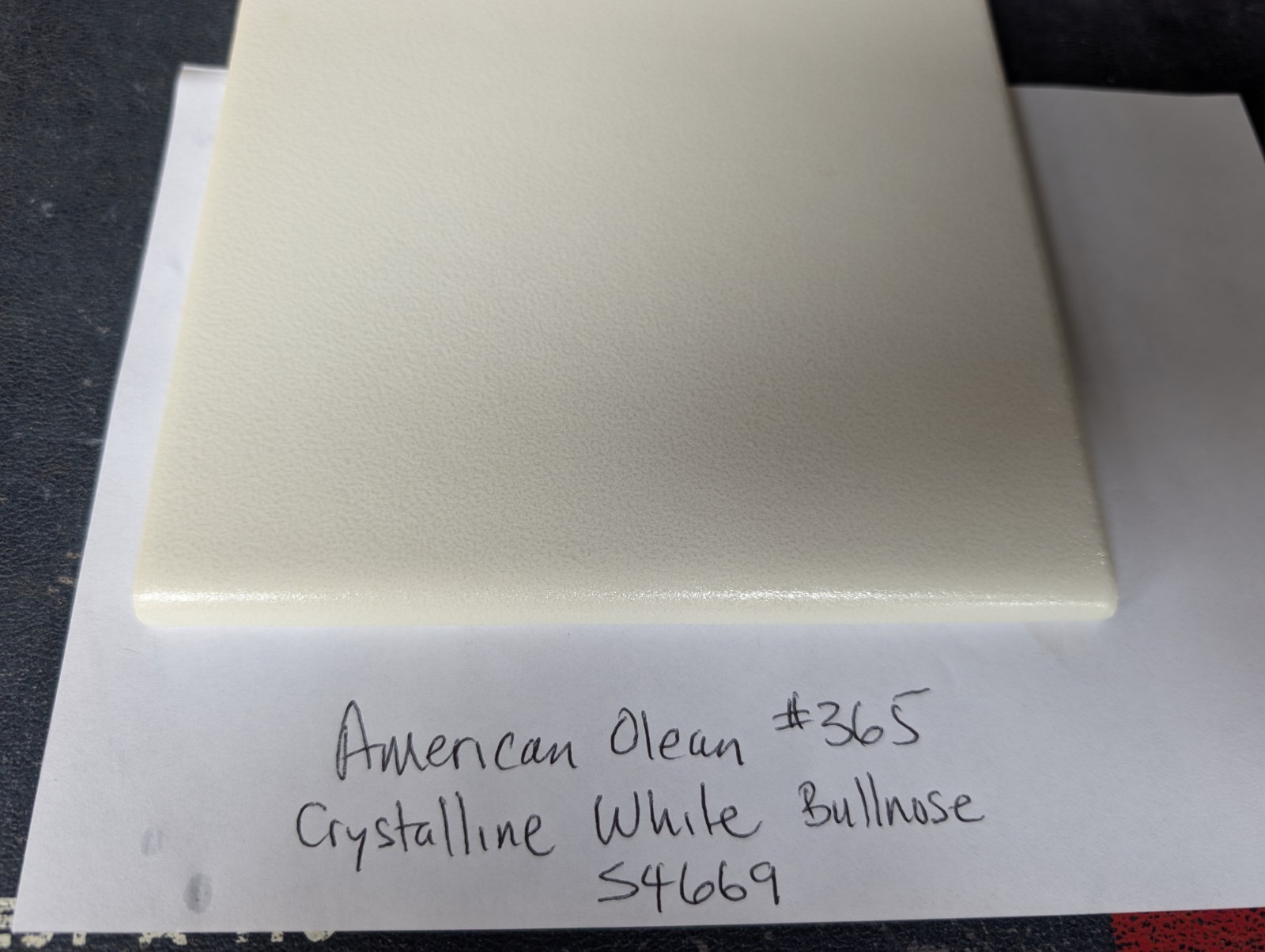 1 pc American Olean Crystalline White 6×6 ceramic tile #365 6″ Bullnose 60s 70s