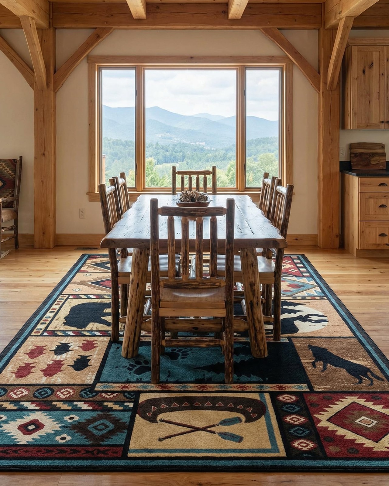 Rustic Rugs for Living Room, Washable Cabin Rug 5×7 Bear Area Rug Country Far…