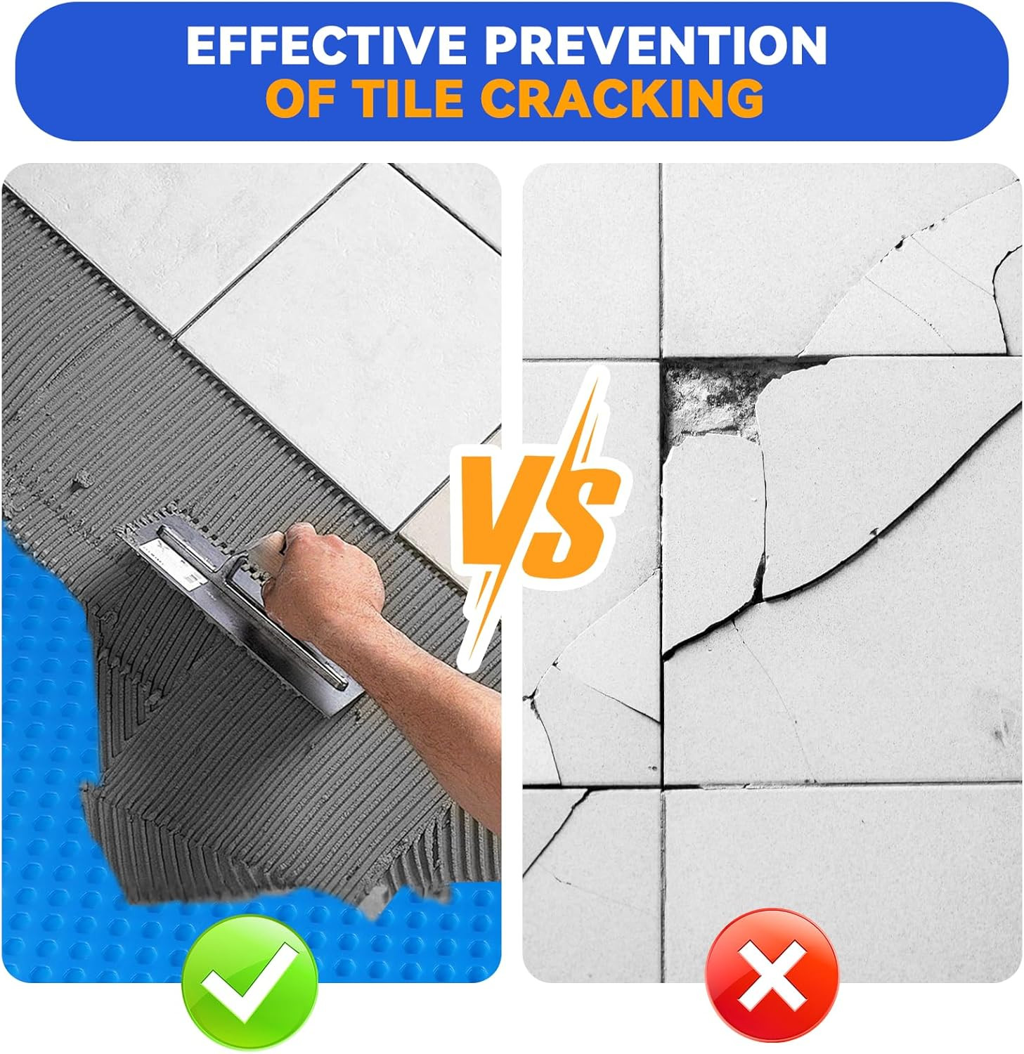 Uncoupling Membrane for Tile, 1/8”(3Mm) Waterproof Flooring Underlayment – 108