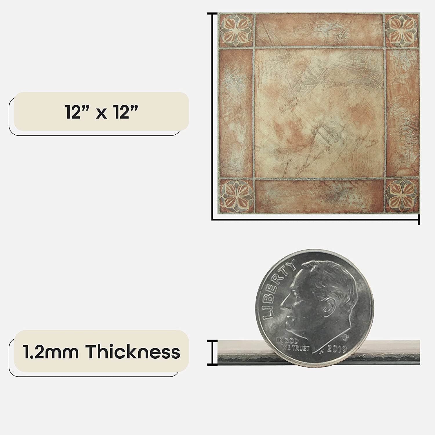 Spanish Stick DIY Flooring by Achim Home Decor Perfect for Kitchen 12″ x 12 USA
