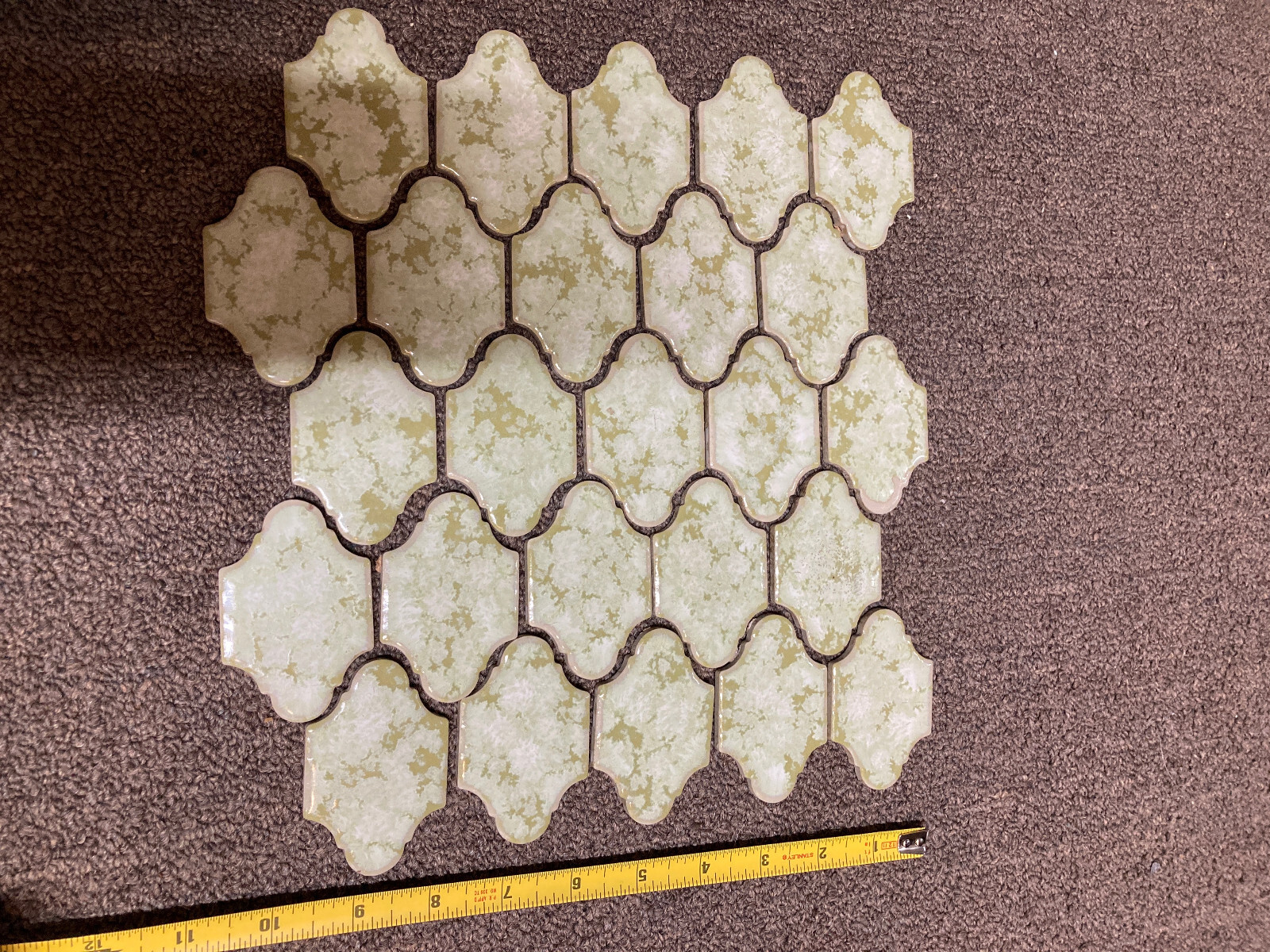 Vintage Retro Arabesque San Felipe Mottled Green Avacado Tile