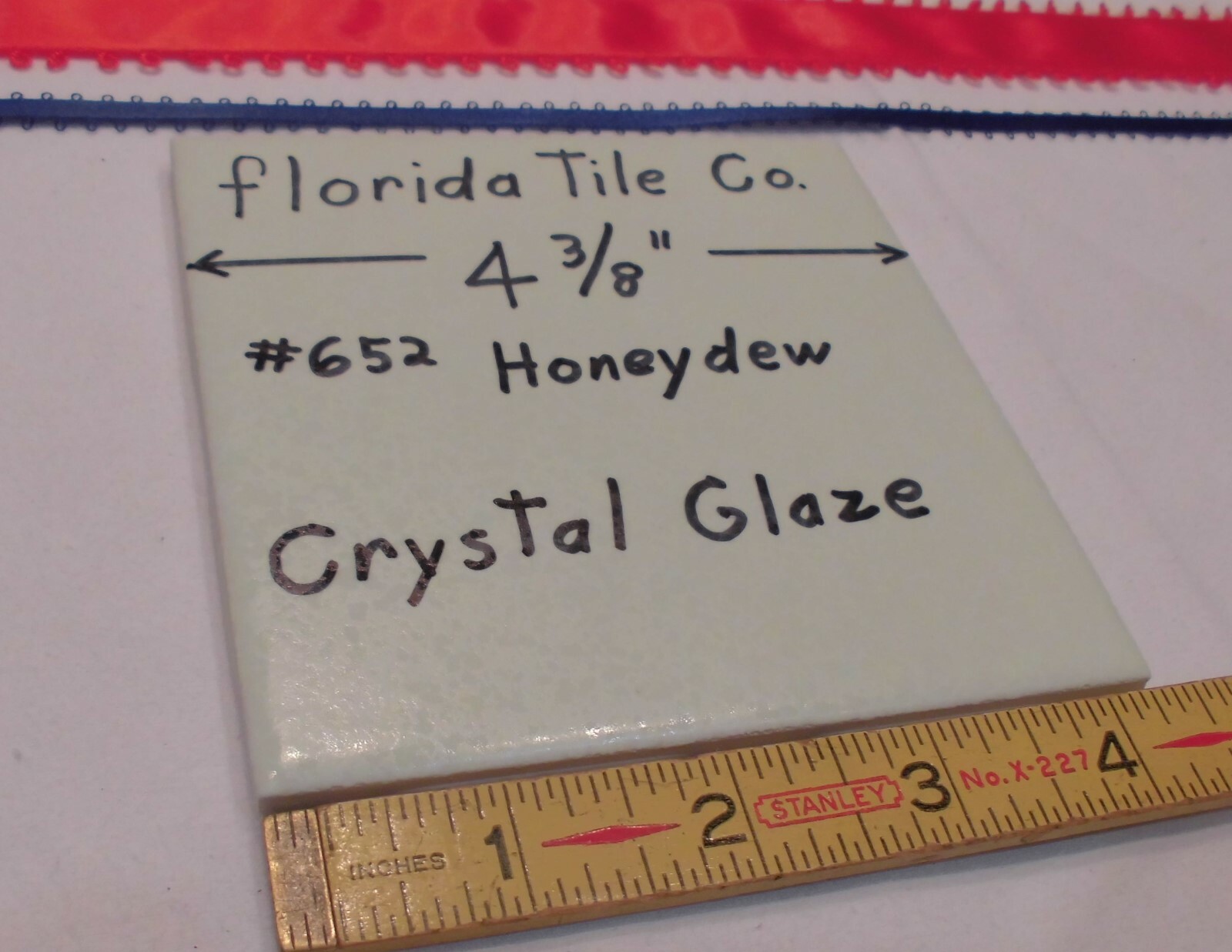 1 pc.*Honeydew-Hint of Green* 4-3/8″ Ceramic Crystal Glazed tiles by florida