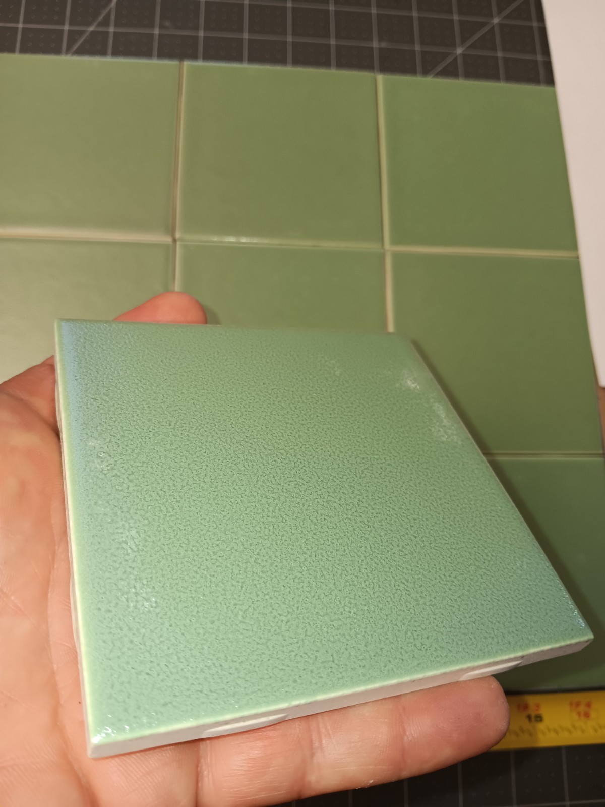 12 pc. Vintage Tile JADESHEEN GREEN CRYSTALLINE Bath Kitchen NOS American Olean
