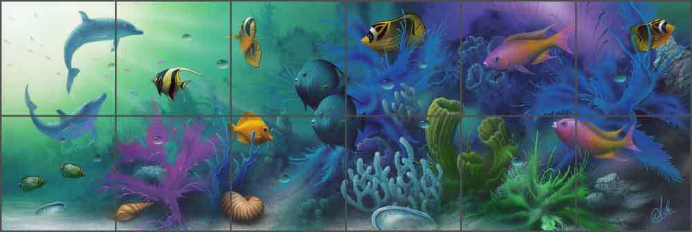 Ceramic Tile Mural Backsplash Miller Undersea Tropical Fish Dolphin Art DMA2019