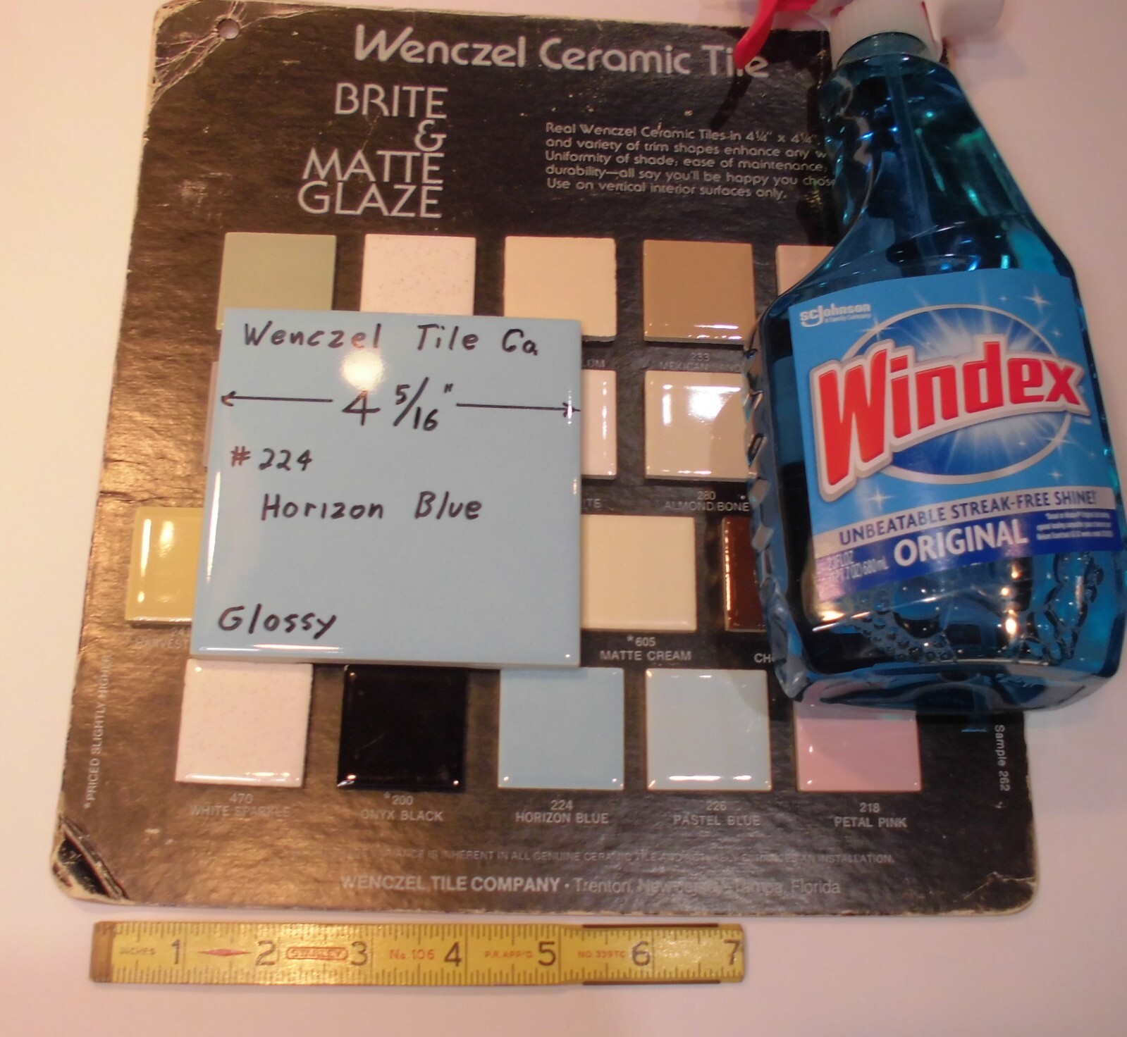 1 pc. Horizon – Medium Blue: Glossy Ceramic Tile by Wenczel Tile Co. 4-5/16″ New