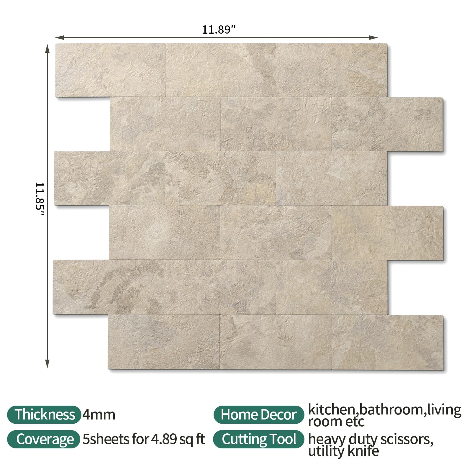Reovatile 2026 New Upgrade Peel and Stick 11.34 X 11.57 inches, Beige Ecru